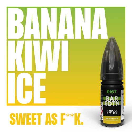 Riot BAR EDTN – Banana Kiwi Ice – Nic Salt E-Liquid – 10ml