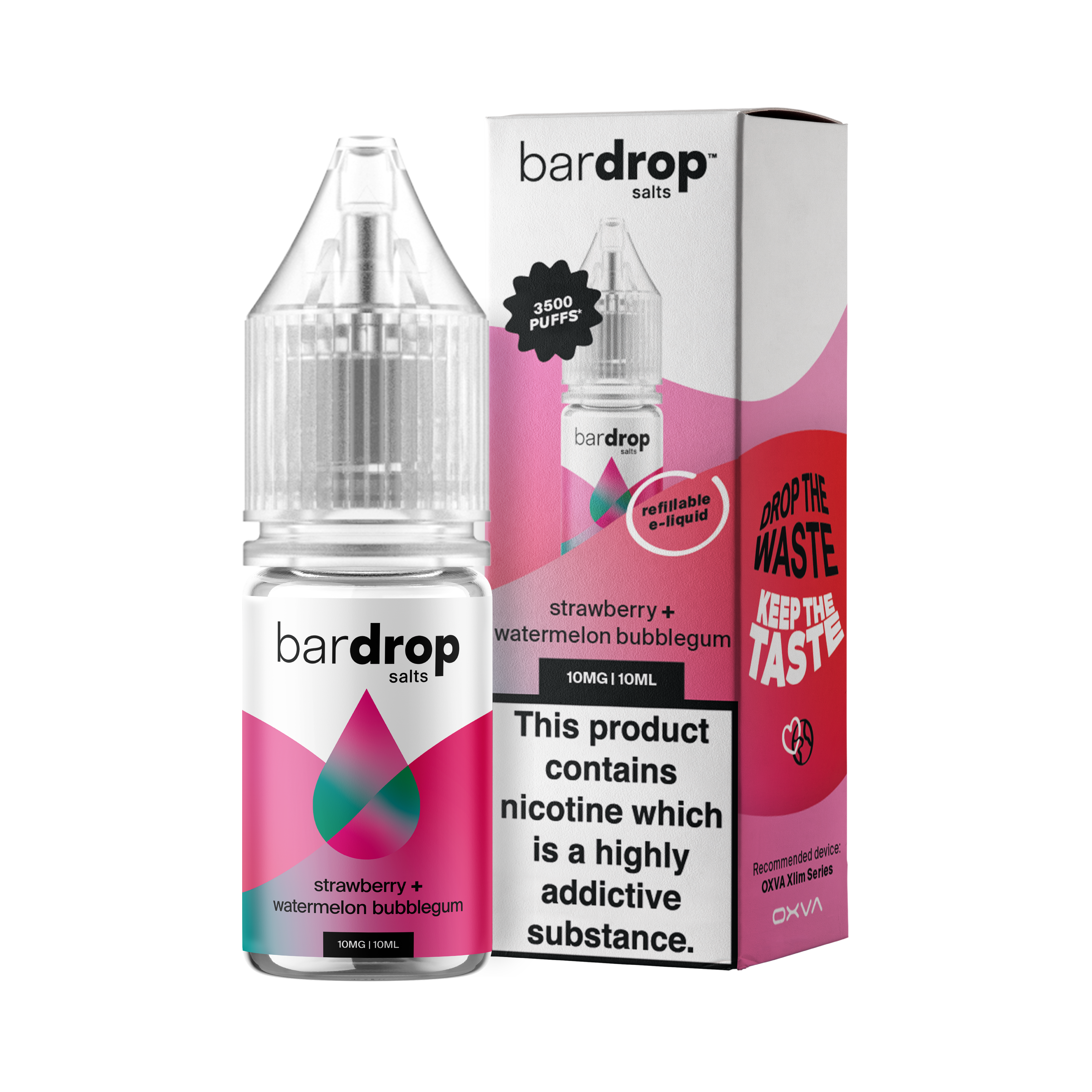Bar Drop - Strawberry Watermelon Bubblegum - Nic Salt - E-Liquid – 10ml